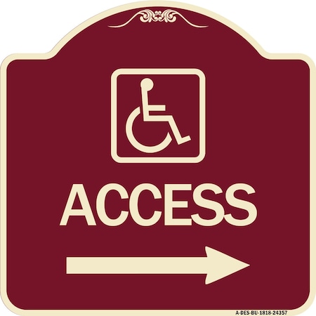 Access With Updated Isa Symbol And Right Arrow Heavy-Gauge Aluminum Architectural Sign